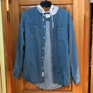 Jean button-up w/ attached hood